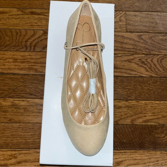 Jessica Simpson Bingley Lace Up Ballet Flats Almond Microsuede Women’s Size 7.5 - Picture 6 of 10